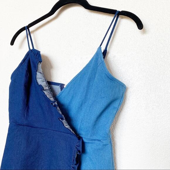 essue Two Tone Spaghetti Strap Ruffle Detail Dress Size Small - Picture 3 of 7